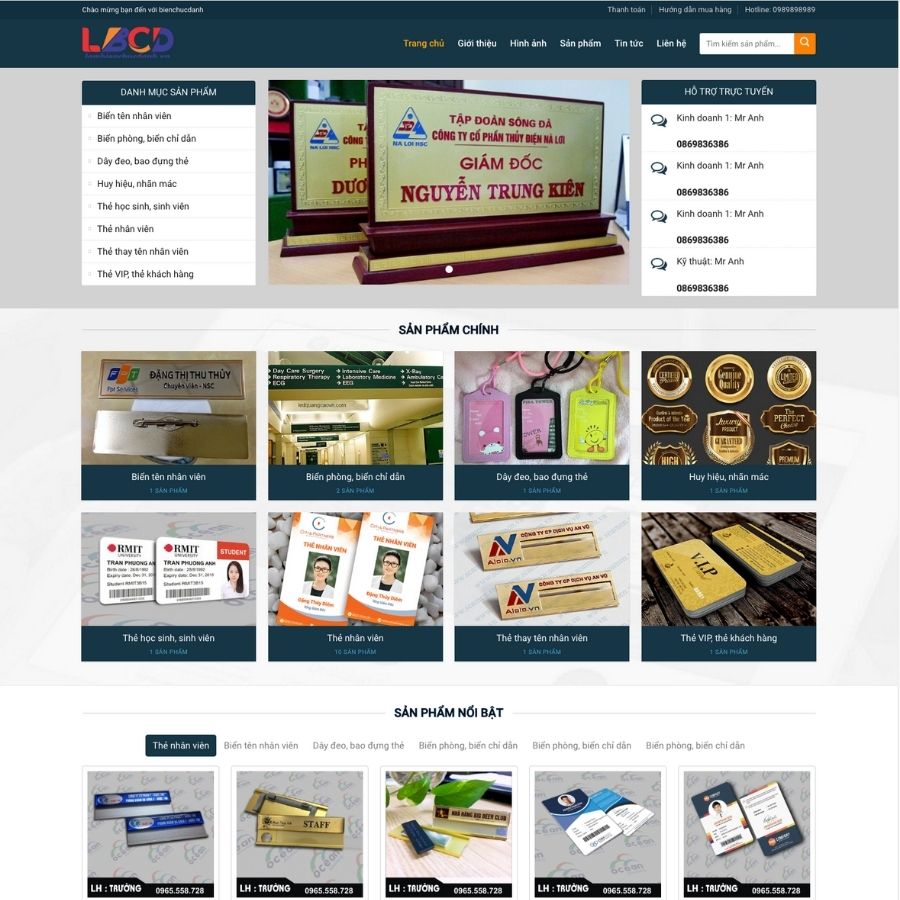 Themes WordPress mẫu website biển chức danh, in ấn, làm biển chức danh