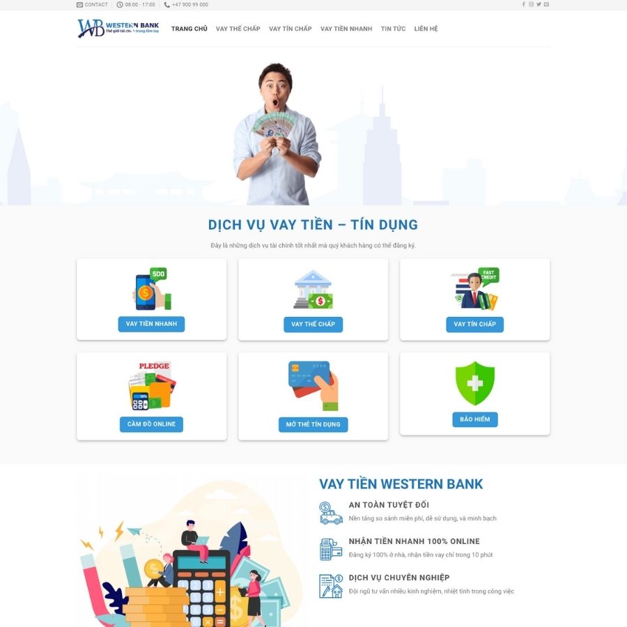 Themes WordPress mẫu website landingpage vay tiền, web vay tiền online ,mẫu web tài chính
