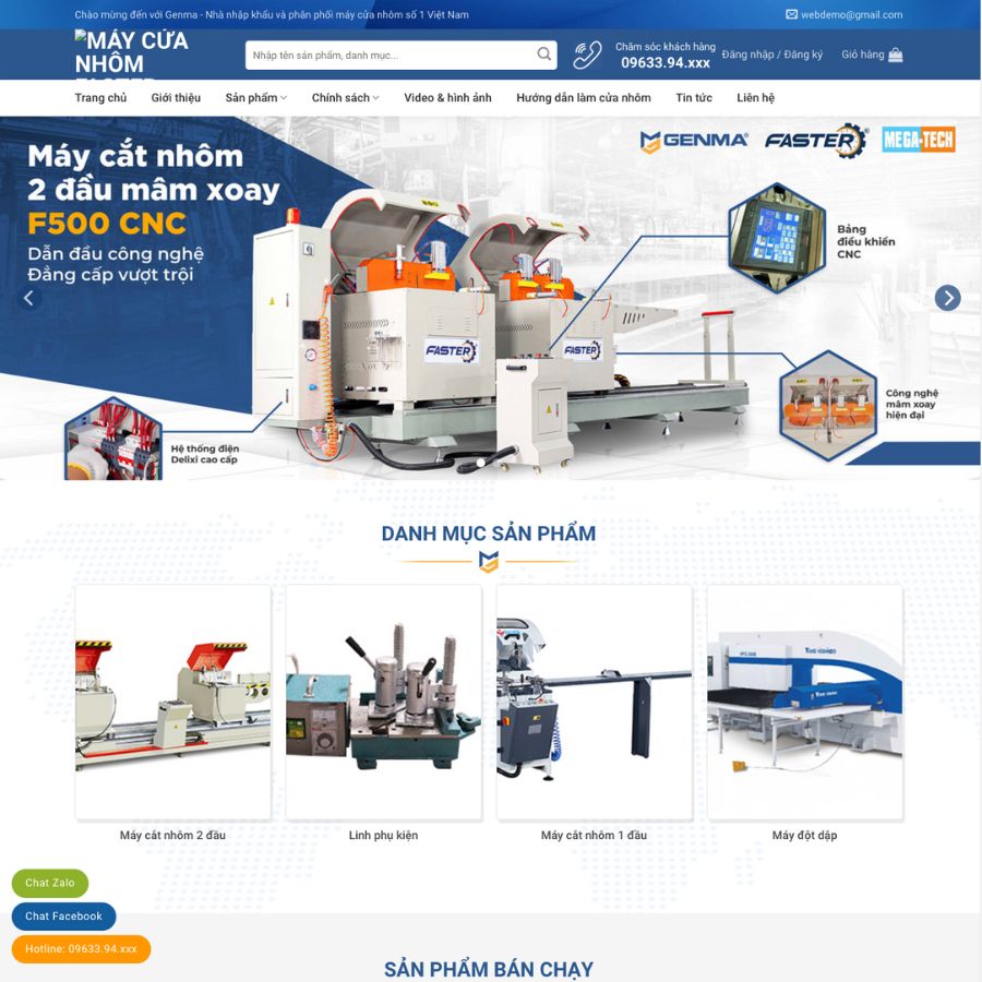 Themes wordpress mẫu website bán máy xây dựng, máy cắt, máy công nghiệp 2