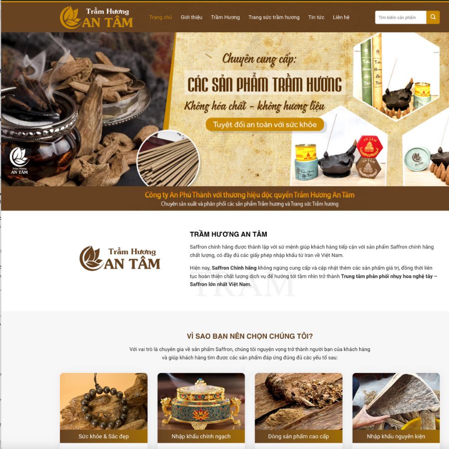 Themes WordPress mẫu website trầm huơng, shop bán trầm hương, mẫu web trầm hương