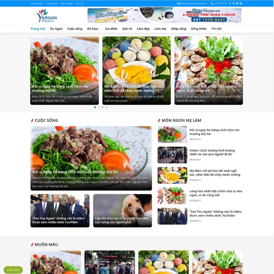 Themes WordPress mẫu website Blog du lịch, tin tức du lịch, mẫu website tin tức du lịch