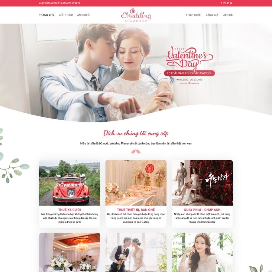 Themes WordPress mẫu website studio, mẫu website studio ảnh viên áo cưới, dịch vụ ảnh cưới 3