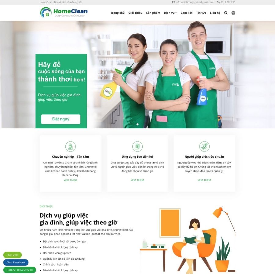 Themes WordPress mẫu website công ty vệ sinh môi trường, web hút hầm cầu, dọn dẹp vệ sinh 3