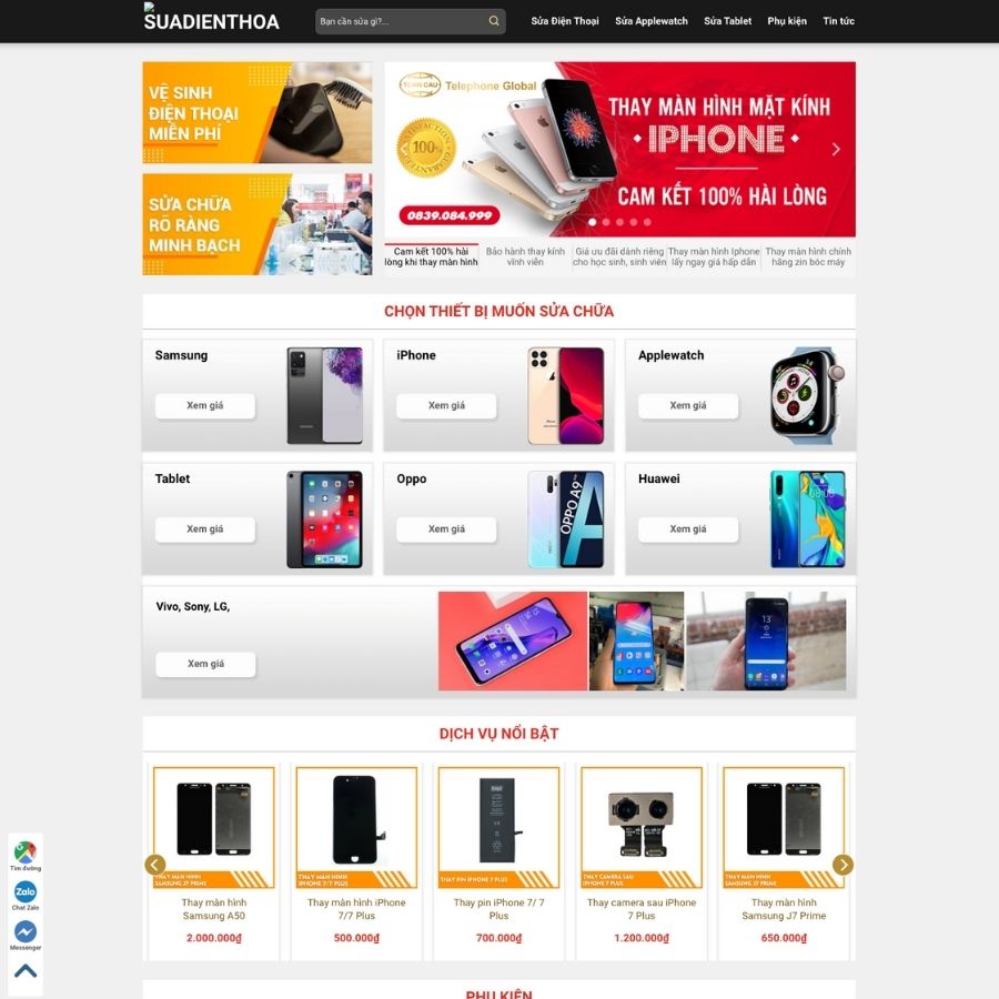 Themes WordPress mẫu website sửa điện thoại, shop sửa điện thoại online, bán điện thoại online 2