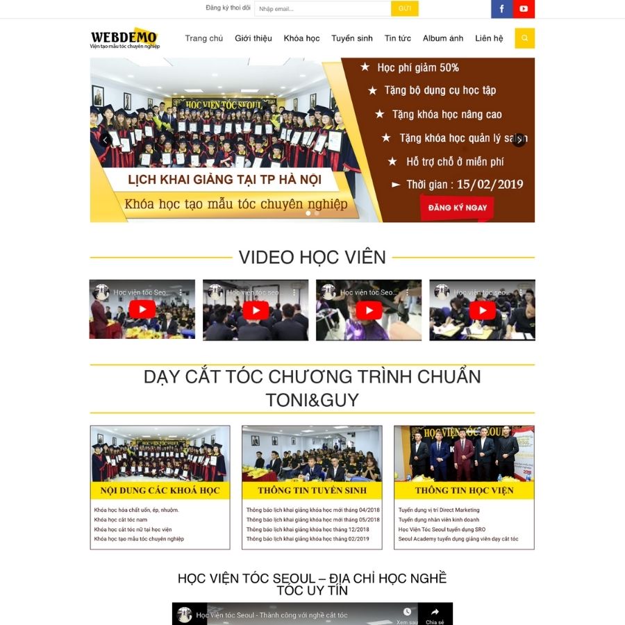 Themes WordPress mẫu website landingpage dạy cắt tóc, khoá học dạy cắt tóc
