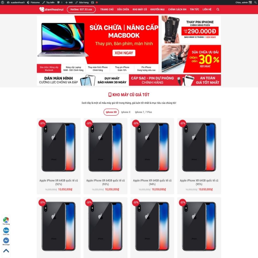 Themes WordPress mẫu website sửa điện thoại, shop sửa điện thoại online, dienthoaivui.vn 3