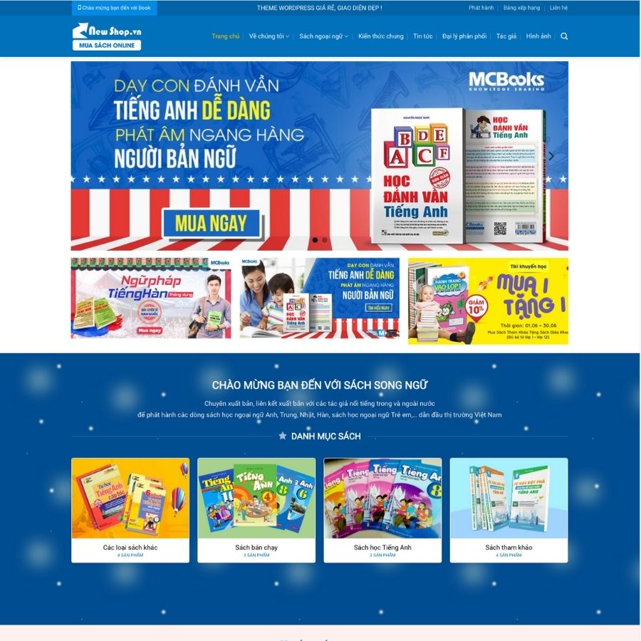 Themes WordPress mẫu website bán sách, bán sách đọc, đồ dùng học tập, đồ chơi trẻ em book