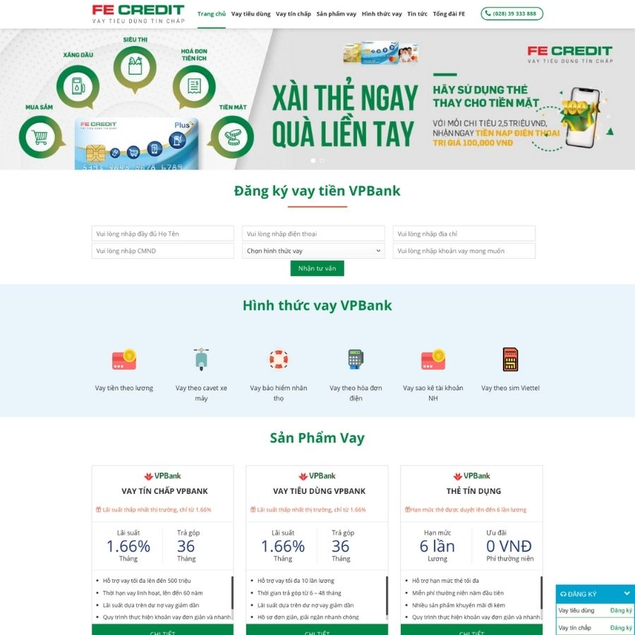 Themes WordPress mẫu website vpbank, website vay tiền online, website cho vay tiền ngân hàng vpbank