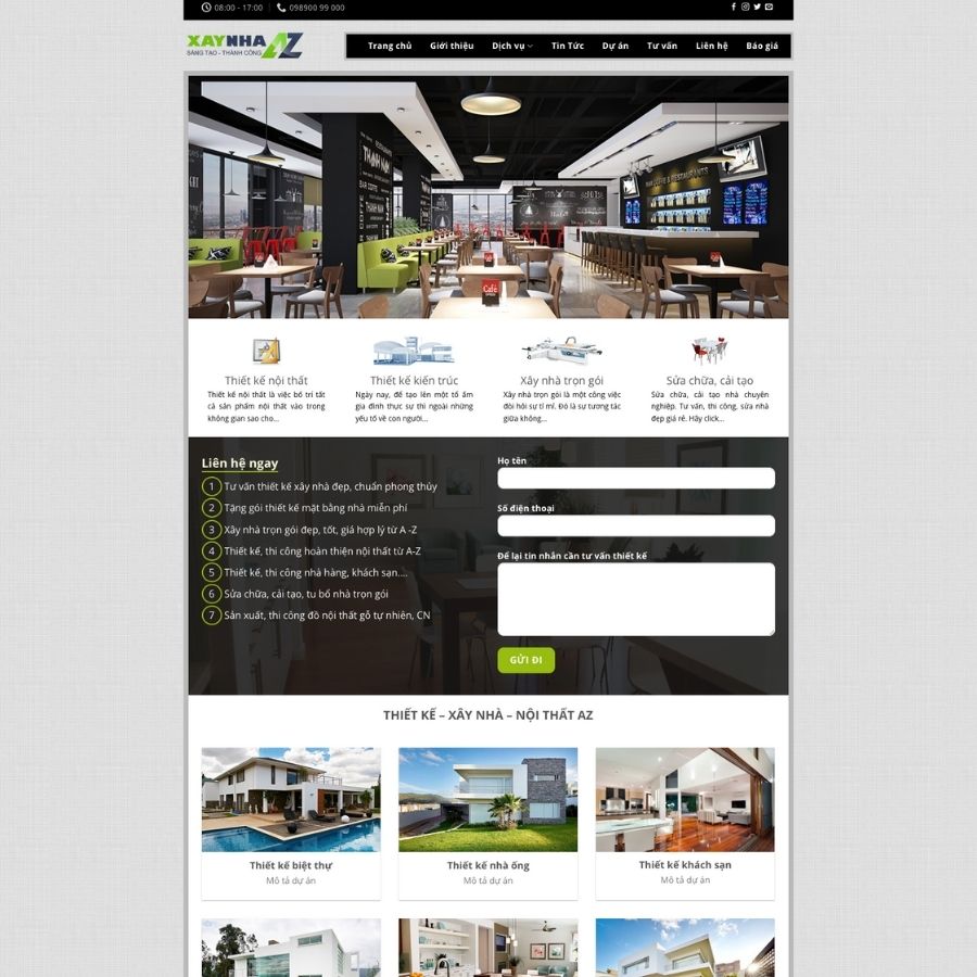 Themes WordPress mẫu website công ty xây dựng, website xây dựng nhà trọn gói , công ty nội thất