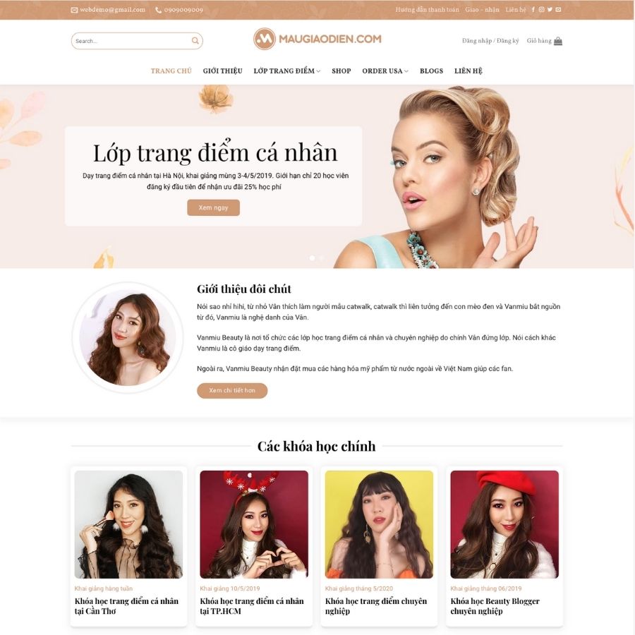Themes WordPress mẫu website bán hàng trang sức, đồ trang điểm, mỹ phẩm làm đẹp