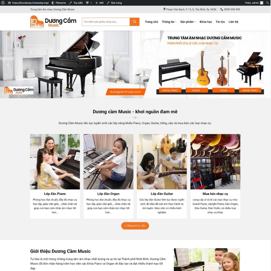 Themes WordPress mẫu website học đàn, khoá học đàn, bán đàn, mẫu web bán đàn