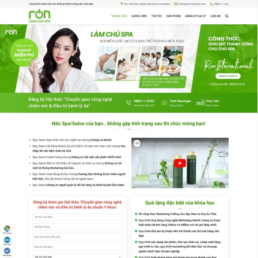 Themes WordPress mẫu website khoá học làm sapa, mẫu web đào tạo thẩm mỹ viên, spa 10