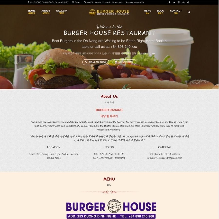 Themes WordPress mẫu website burger, hambuger, bán hàng, nhà hàng, giới thiệu menu nhà hàng