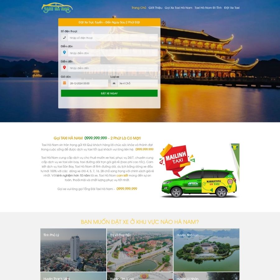 Themes WordPress mẫu website taxi, đặt taxi trực tuyến, mẫu website taxi, dịch vụ taxi