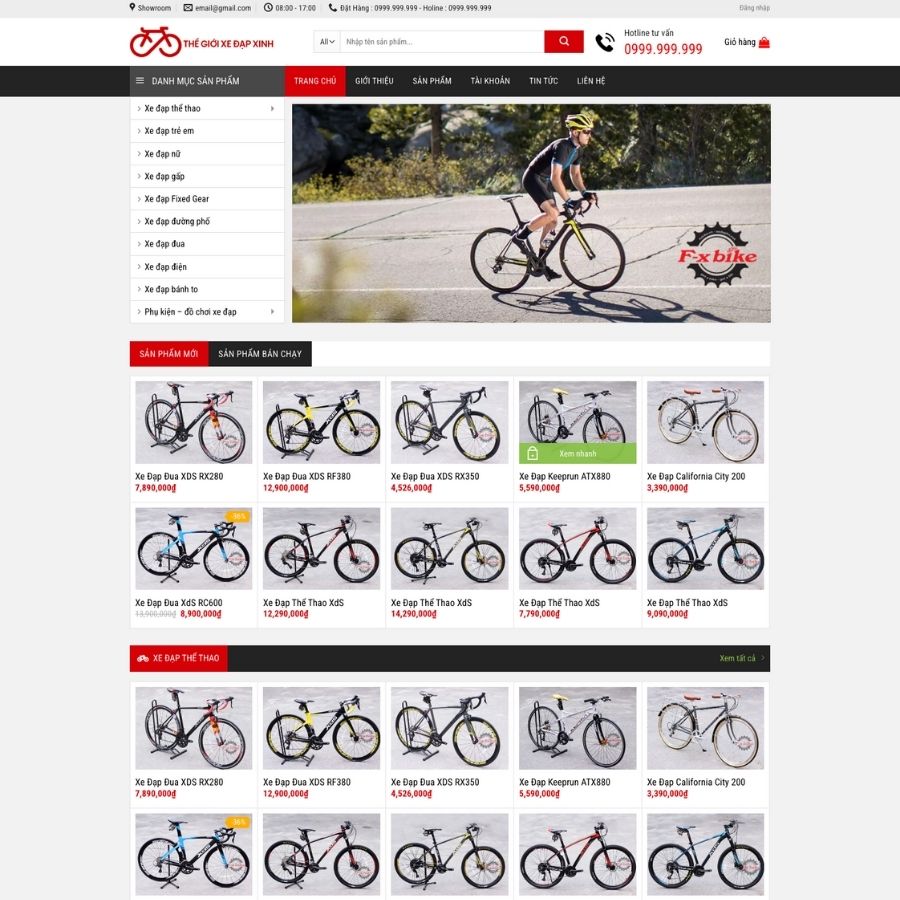 Themes WordPress mẫu website bán xe đạp, website chuyên bán xe đạp, xe đạp thể thao