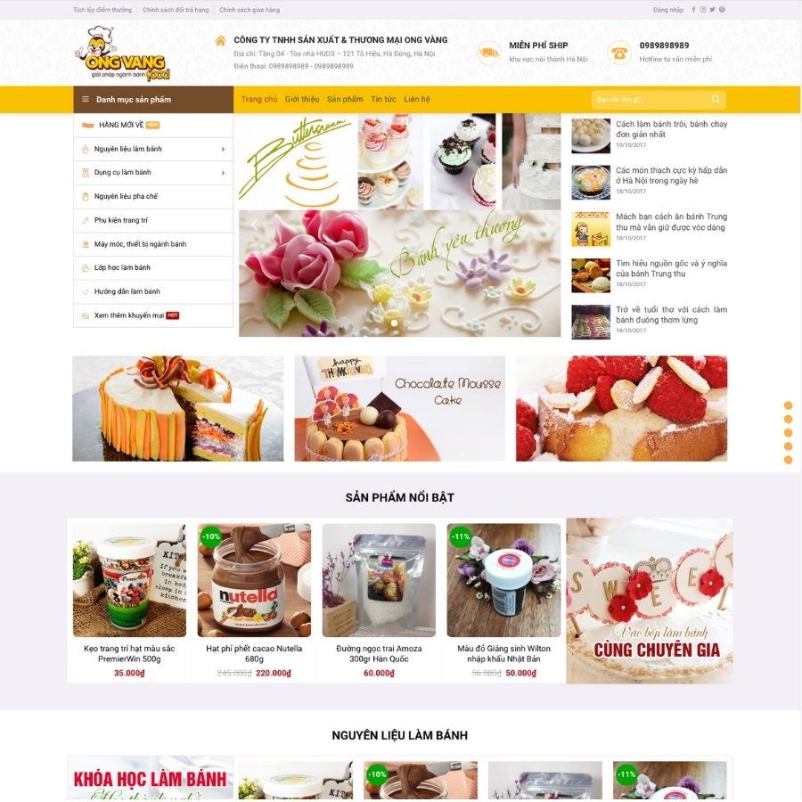 Themes WordPress mẫu website bán cake, shop bán bánh online, shop nguyên liệu bánh