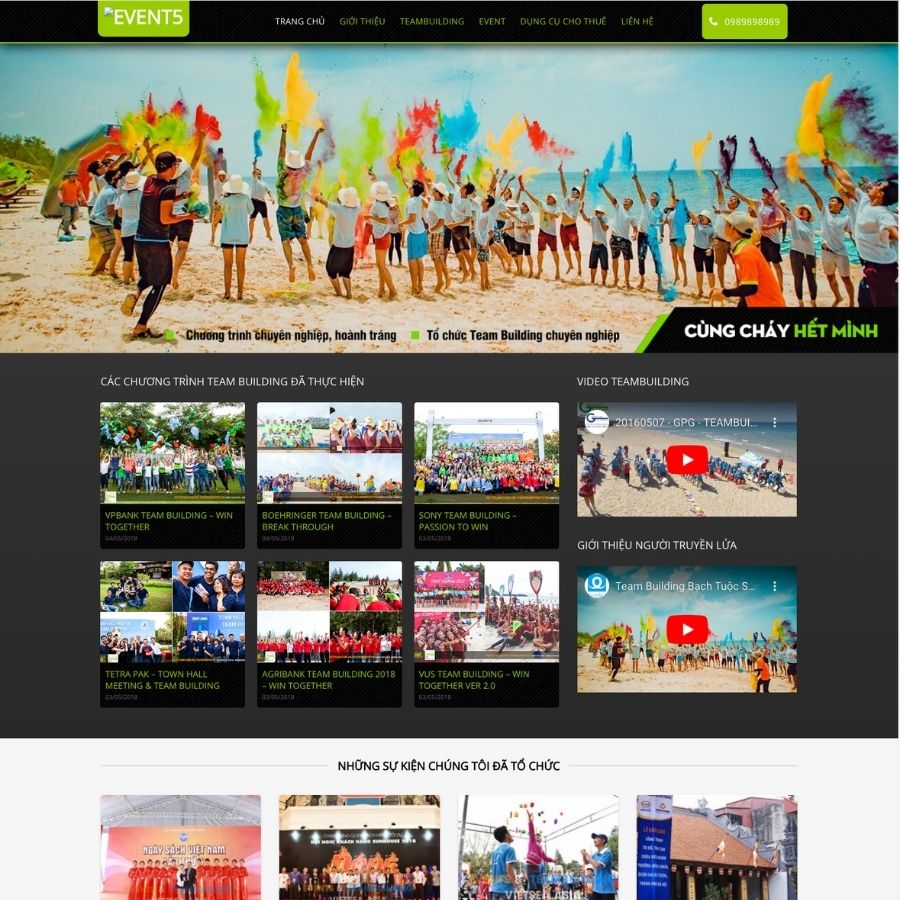 Themes WordPress mẫu website teambuilding, tổ chức sự kiện mẫu tổ chức event 5