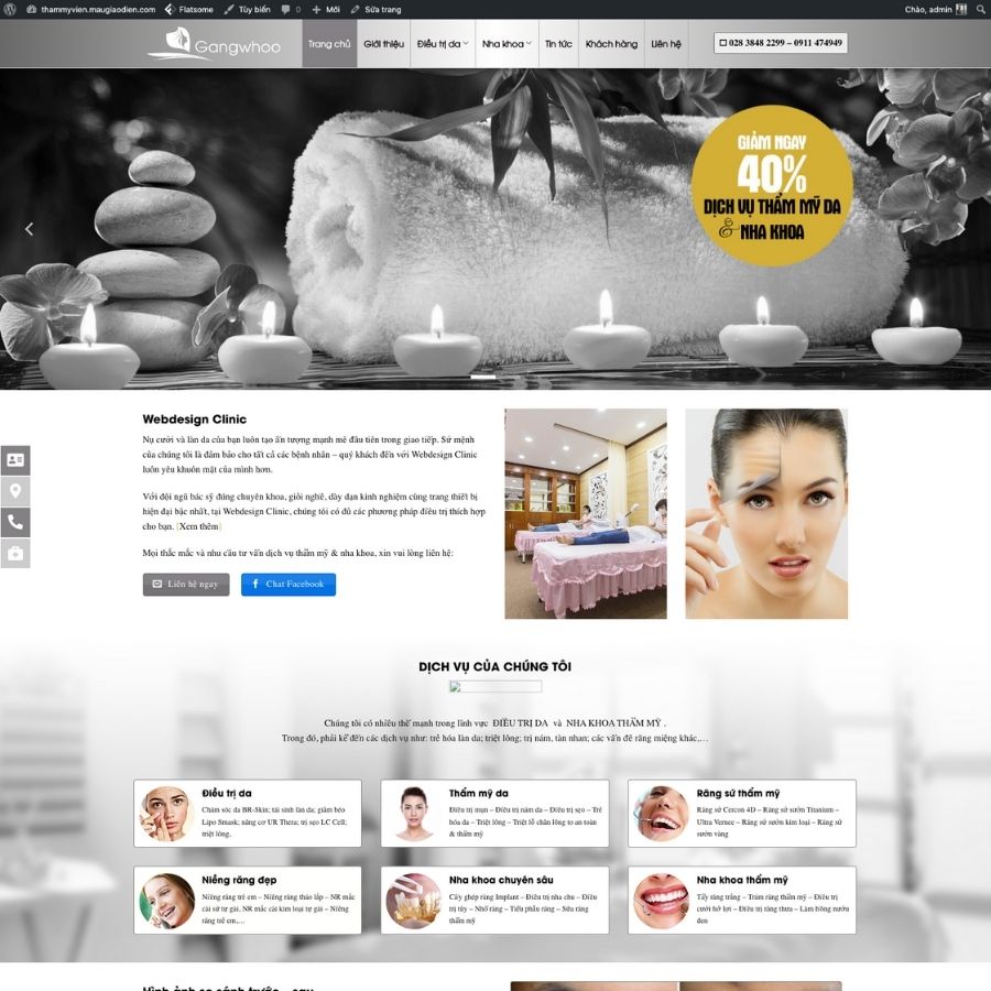 Themes WordPress mẫu website thẩm mỹ viện online, dịch vụ làm đẹp, website thẩm mỹ viện spa