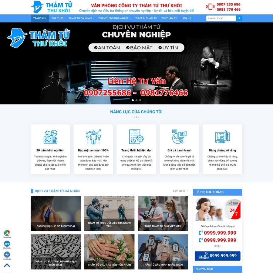 Themes WordPress mẫu website dịch vụ thám tử, dịch vụ tư vấn luật, thuê thám tư cực đẹp