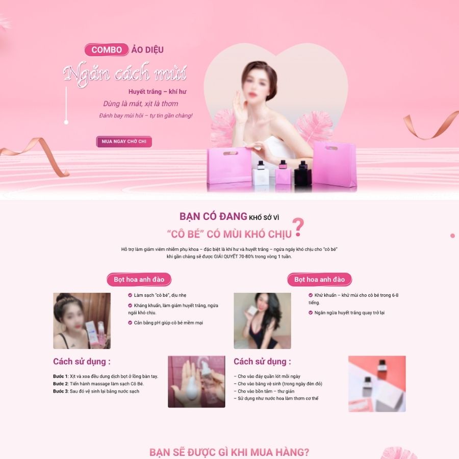 Themes WordPress mẫu website landingpage xịt thơm, landingpage tiktok bán nước hoa, xịt thơm nách