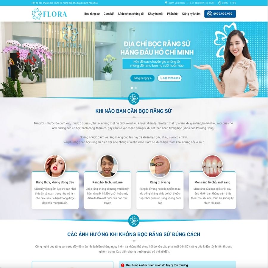 Themes WordPress mẫu website landingpage nha khoa, landingpage dịch vụ làm giăng, nha khoa 2