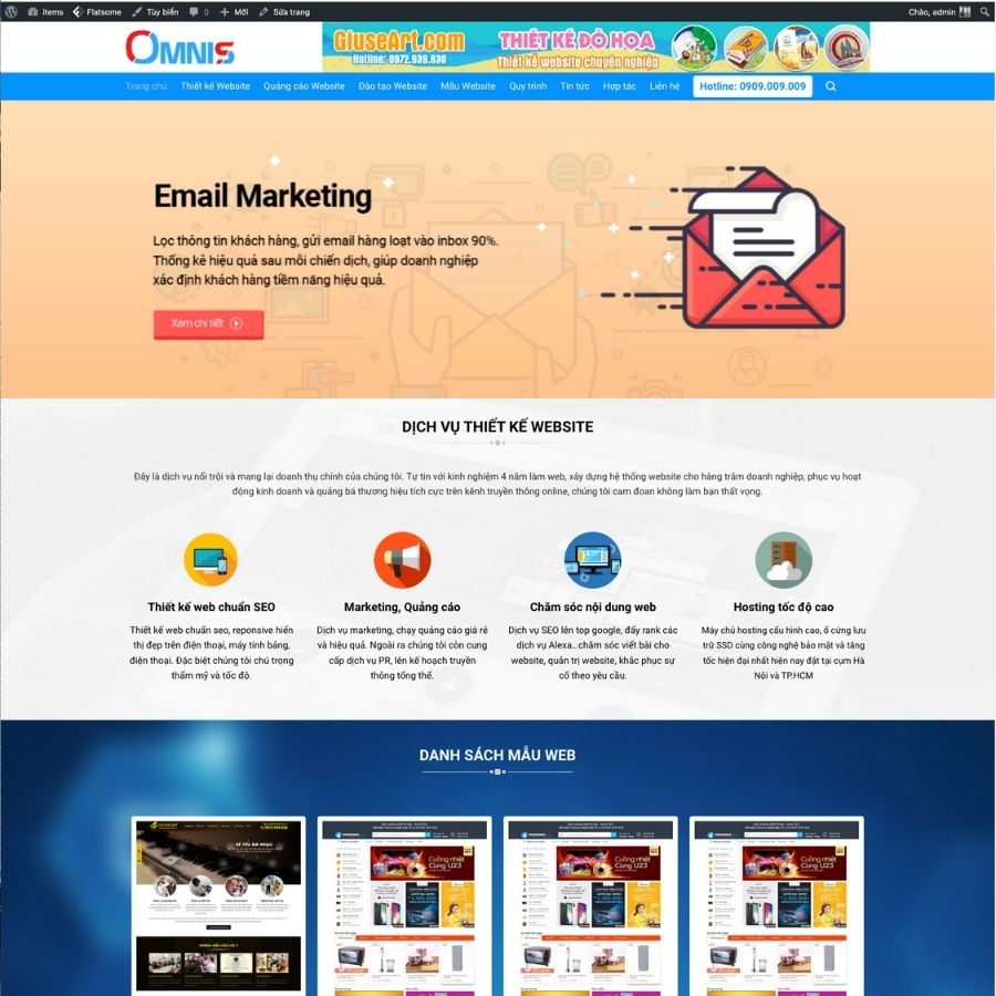 Themes WordPress mẫu website dịch vụ thiết kế web, bán mẫu website, mẫu website bán items