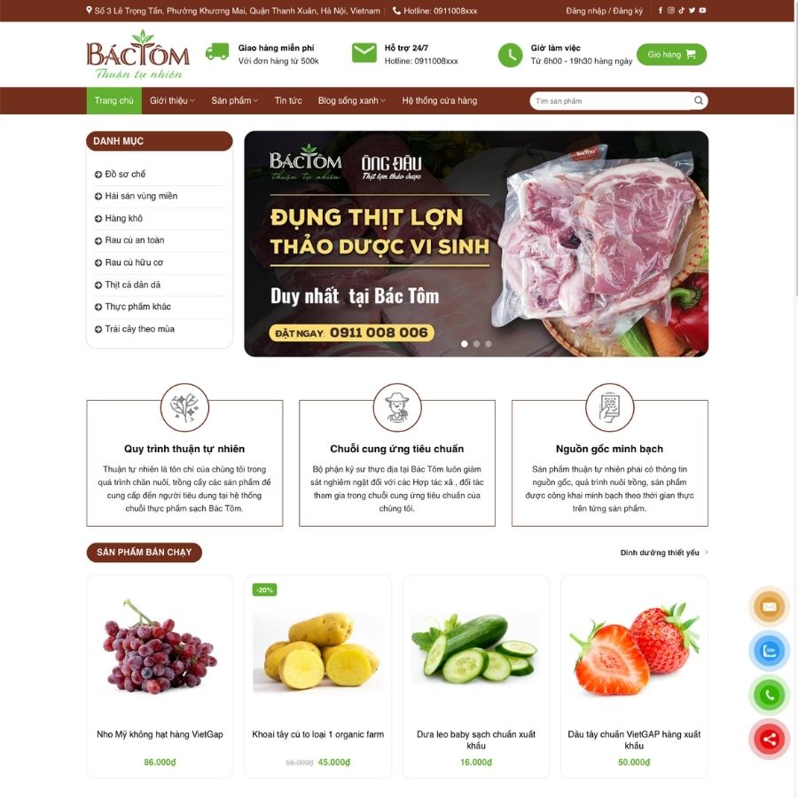 Themes wordpress mẫu website bán rau củ quả, siêu thị rau củ quả 2