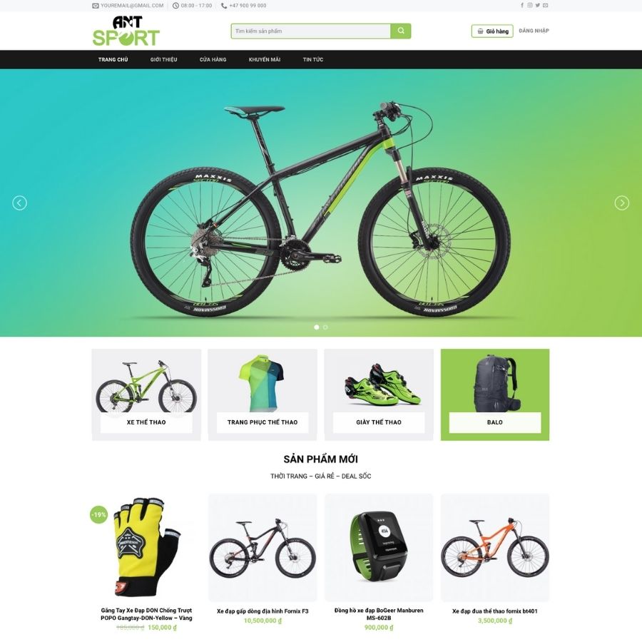 Themes WordPress mẫu website bán đồ thể thao, shop đồ thể thao, mẫu web bán đồ thể thao