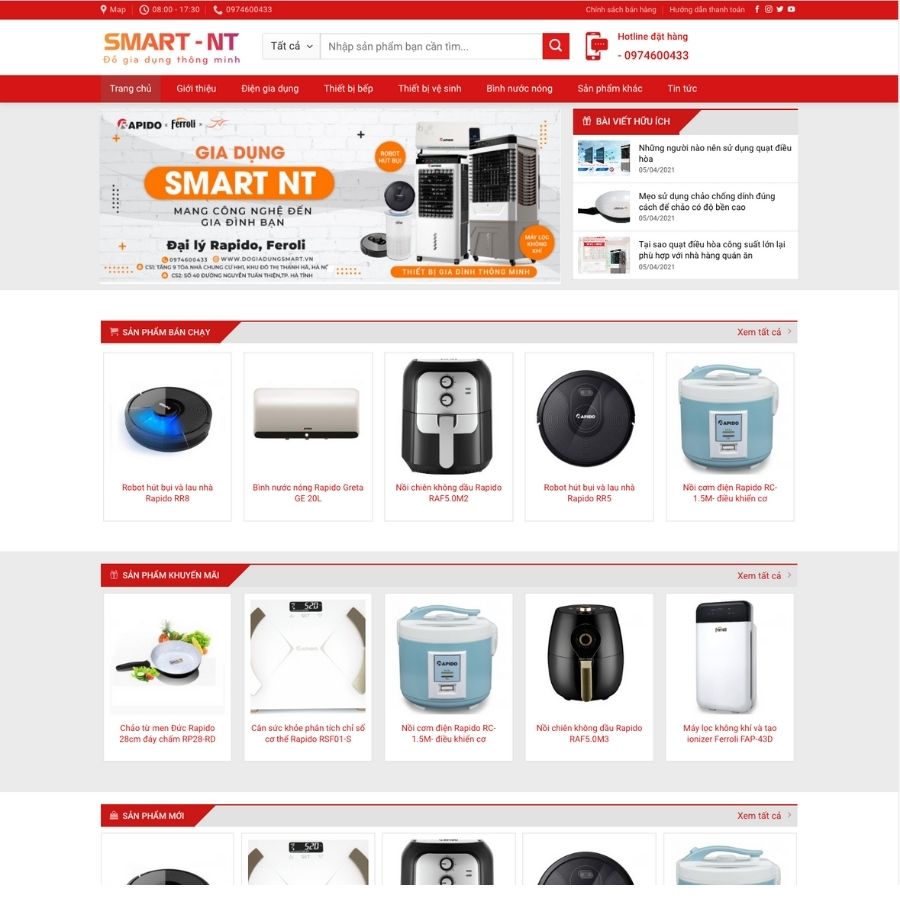 Themes WordPress mẫu website đồ gia dụng, bán đồ cho bếp, nồi chiên không dầu, đồ điện tử 1