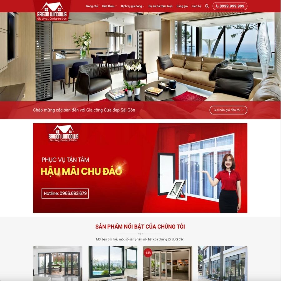 Themes WordPress mẫu website nhôm kính, công ty nhôm kính, giới thiệu nhôm kính nhà thầu