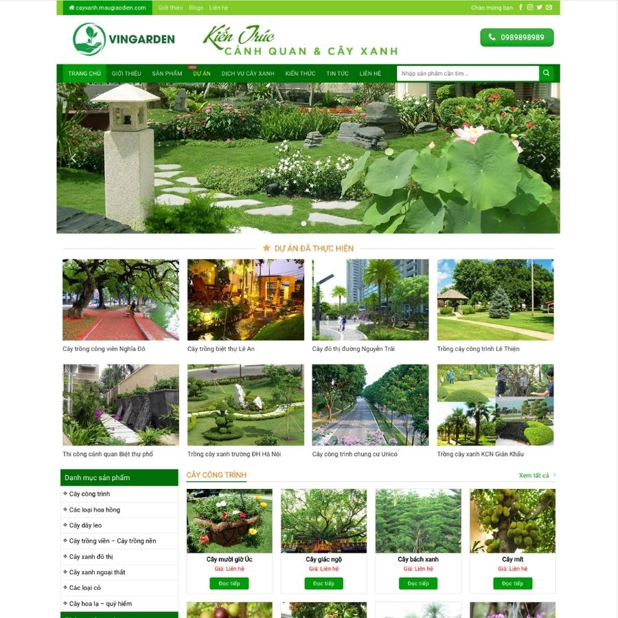 Themes WordPress mẫu website cây xanh, bán cây xanh, giới thiệu cây xanh, mua bán cây xanh