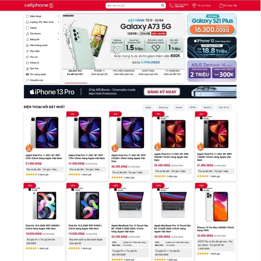 Themes WordPress mẫu website cellphones, bán iphone, bán laptop thiết bị điện máy