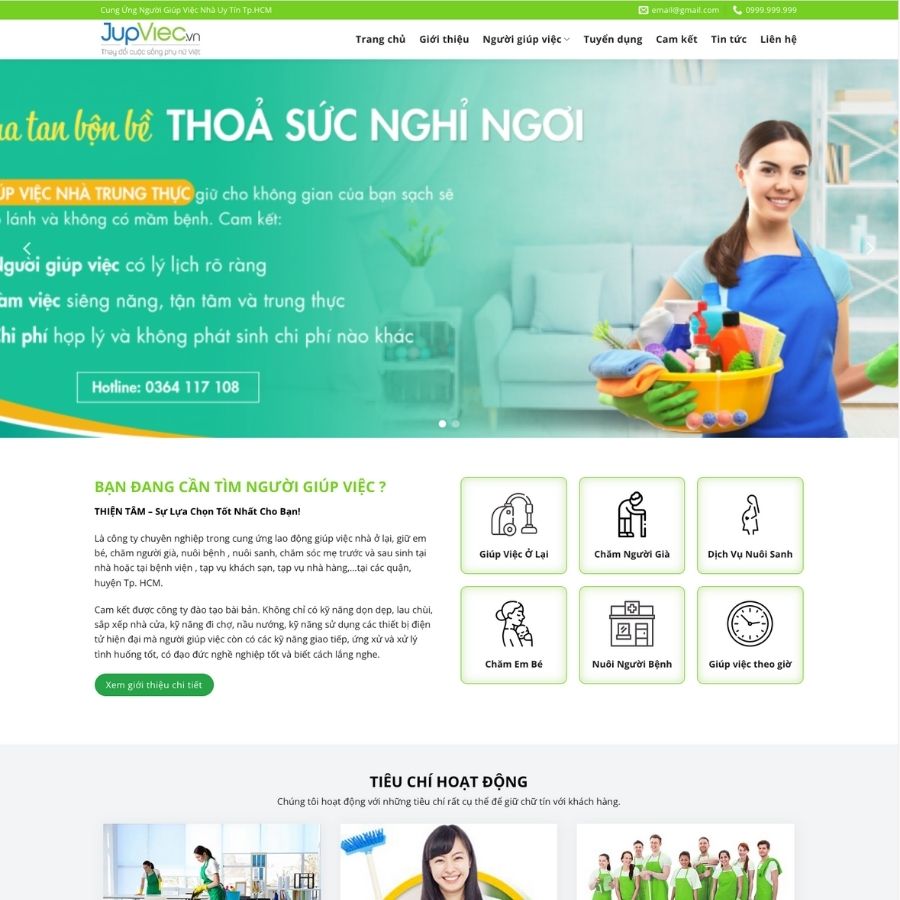 Themes WordPress mẫu website giúp việc theo giờ, web giới thiệu dịch vụ giúp việc, dọn dẹp vệ sinh