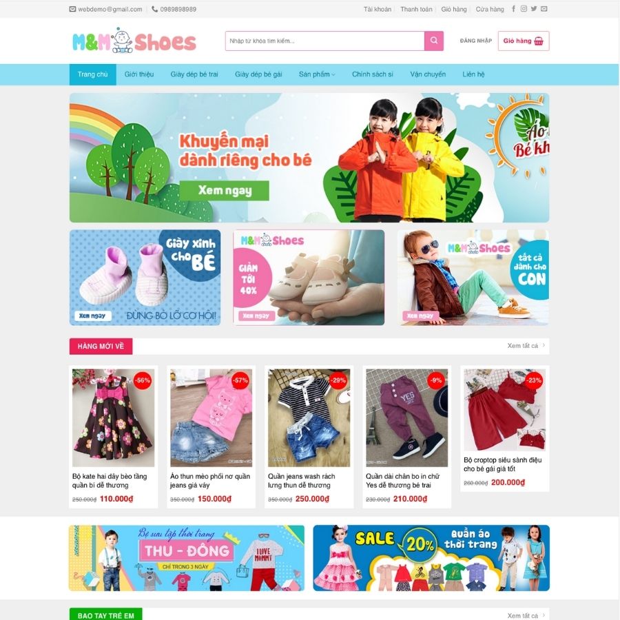 Themes WordPress mẫu website shop bán quần áo trẻ em, shop baby, quần áo