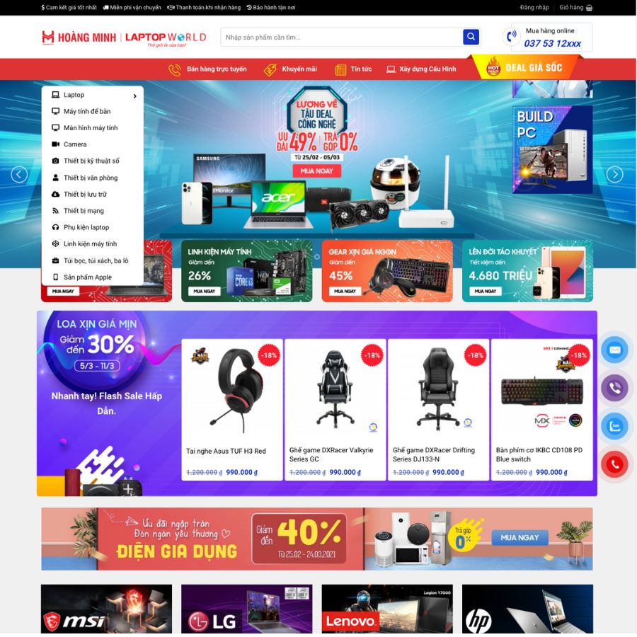 Themes wordpress mẫu website bán máy tính, camera, thiết bị văn phòng 3