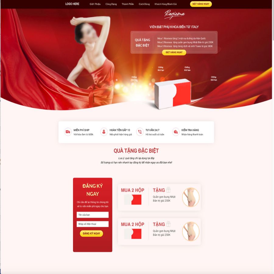 Themes WordPress mẫu website landingpage thẩm mỹ viện, phụ khoa landingpage chạy tiktok