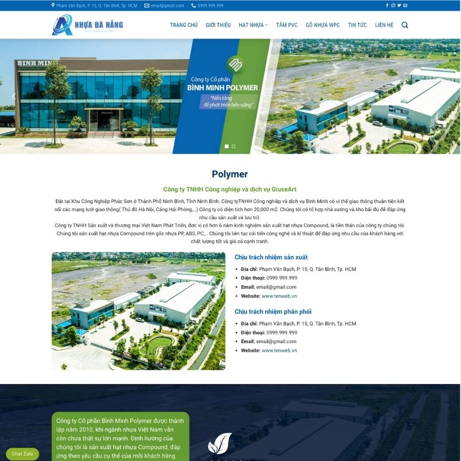 Themes WordPress mẫu website công ty nhựa đà nẵng, công ty sản xuất nhựa, giới thiệu sản phẩm