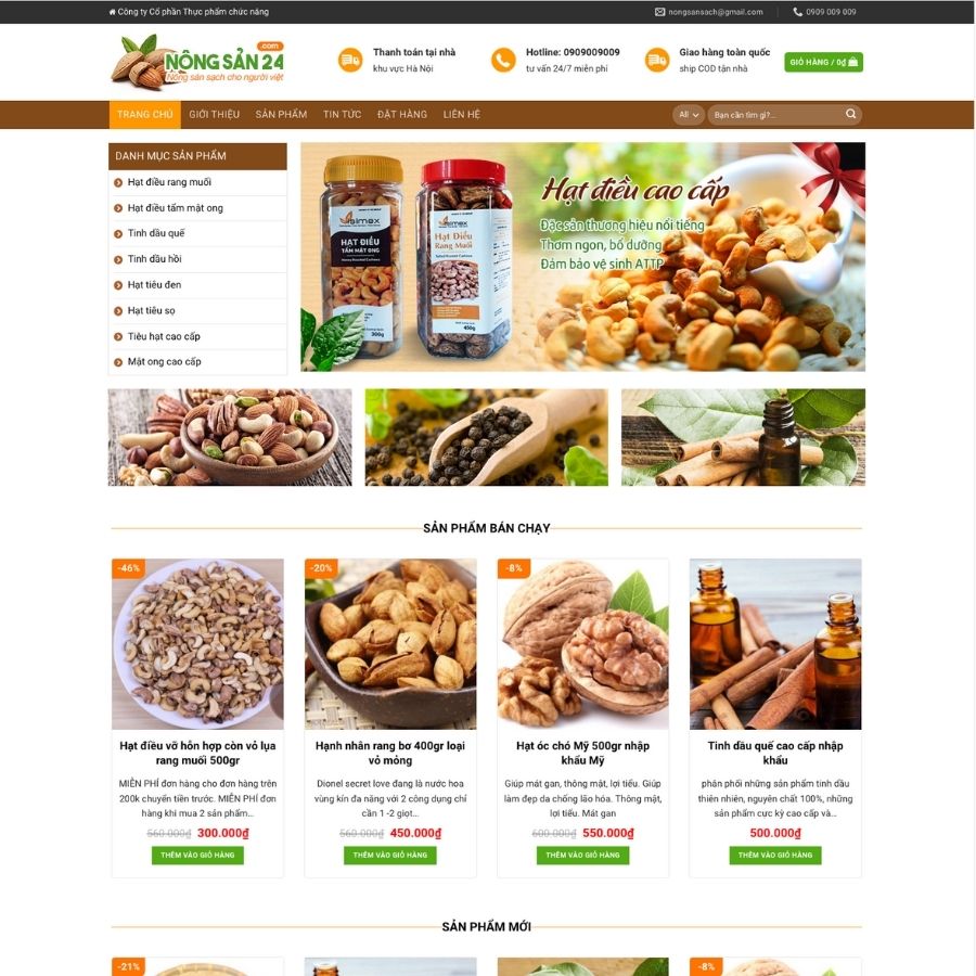 Themes WordPress mẫu website nông sản, bán đồ nông sản, giới thiệu bán hoa quả nông sản, hạt điều