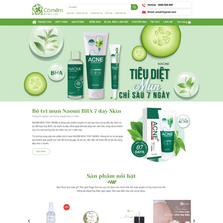 Themes WordPress mẫu website thực phẩm thiên nhiên, thuốc trị mụn, đồ thẩm mỹ cho nữ 12