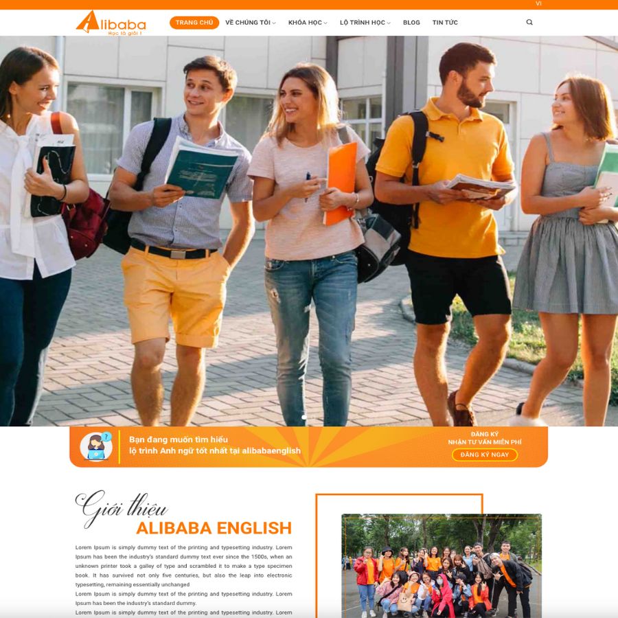 Themes WordPress đẹp trung tâm tiếng anh, khoá học tiếng