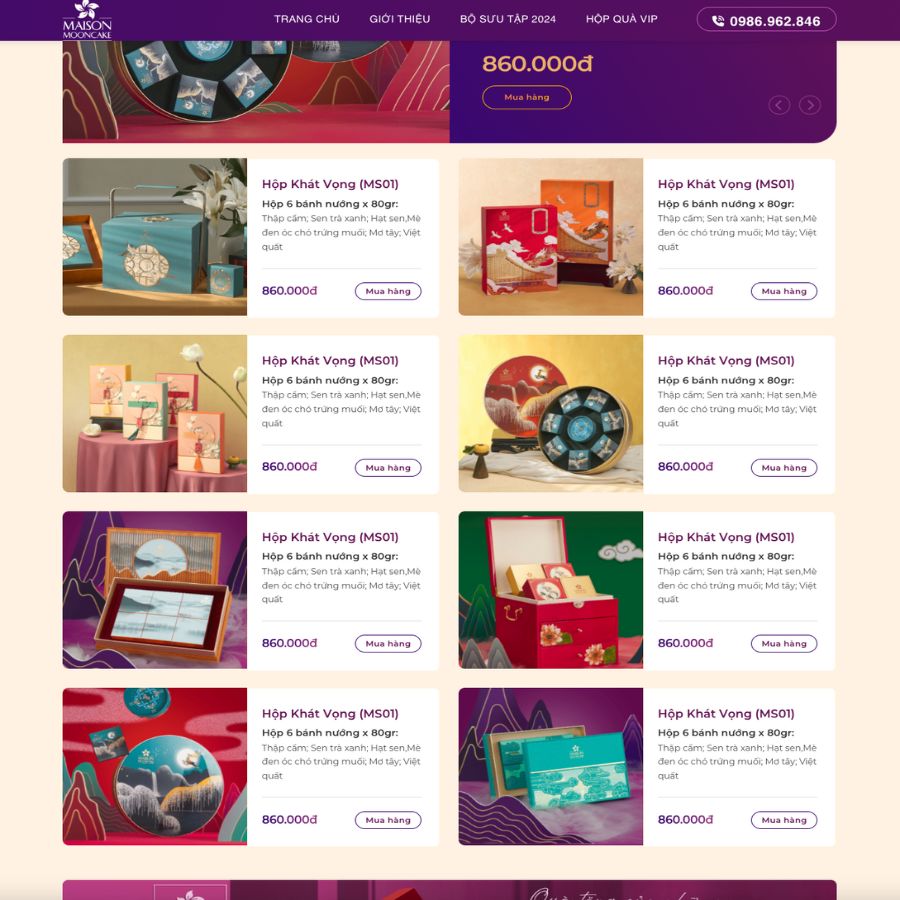 Themes WordPress đẹp mẫu web bán bánh trung thu, tết trung thu