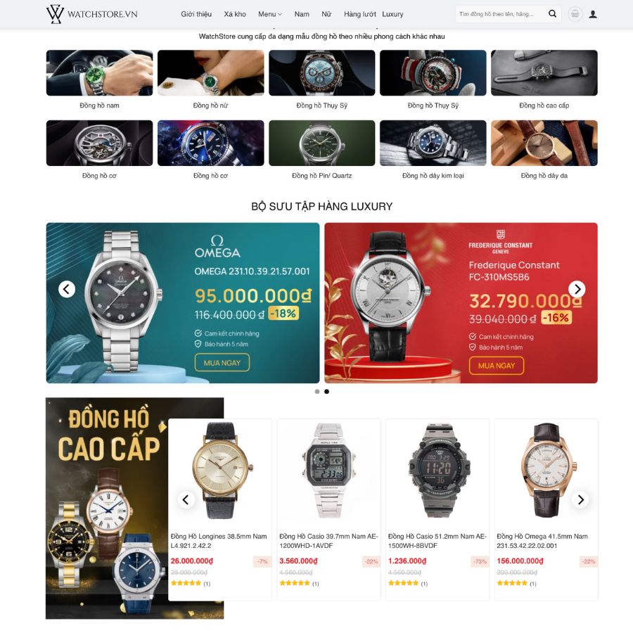 Themes WordPress đẹp mẫu website bán đồng hồ, giới thiệu đồng hồ