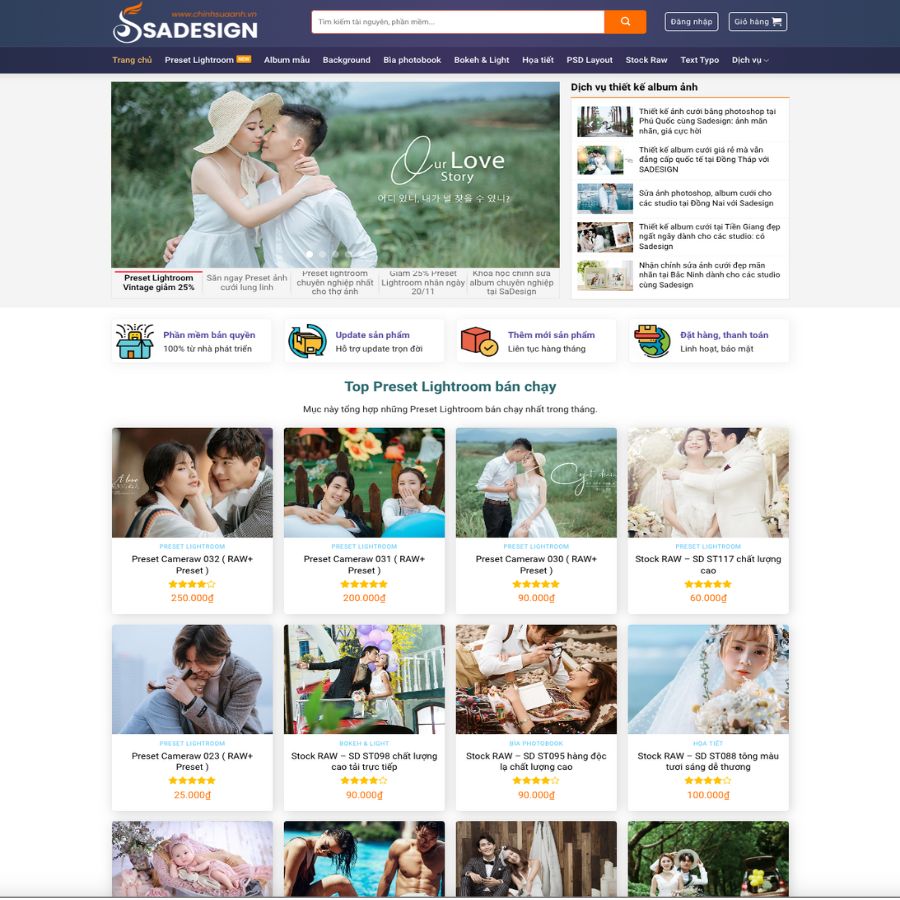 Themes WordPress đẹp mẫu website bán tài nguyên, bán stock, psd