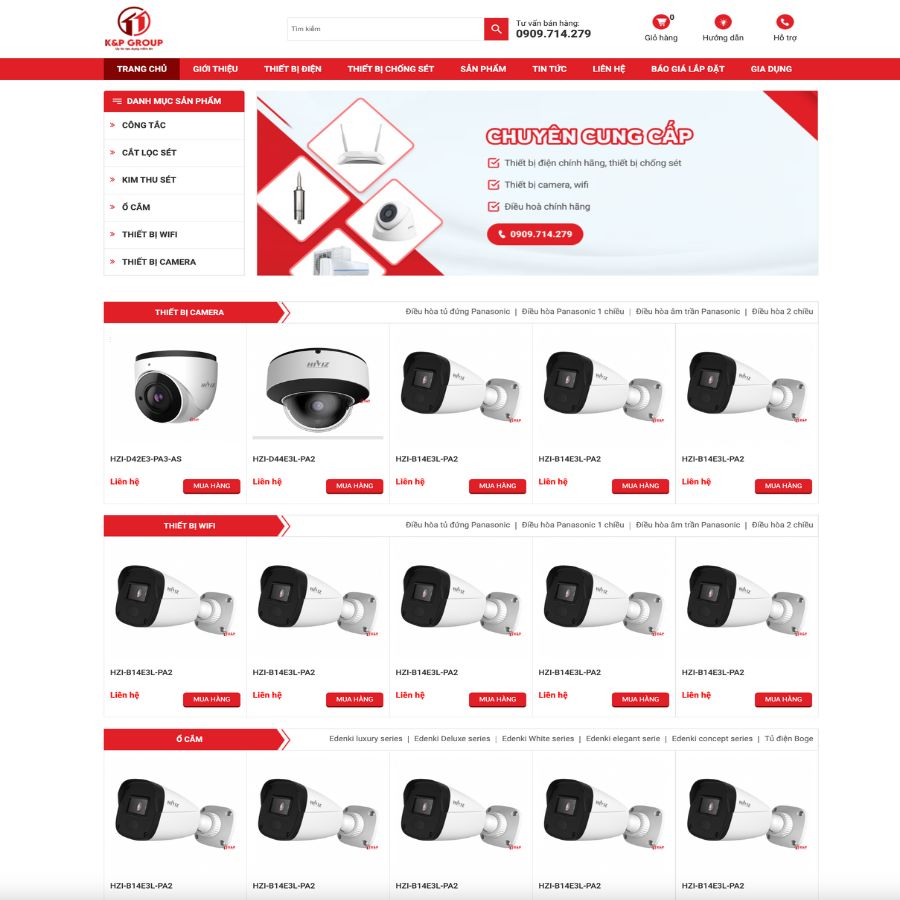 Themes WordPress đẹp web bán hàng camera, đồ camera, web bán camera