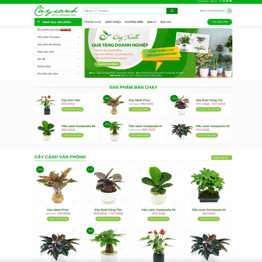 Themes WordPress đẹp mẫu web cây xanh, giới thiệu, bán cây