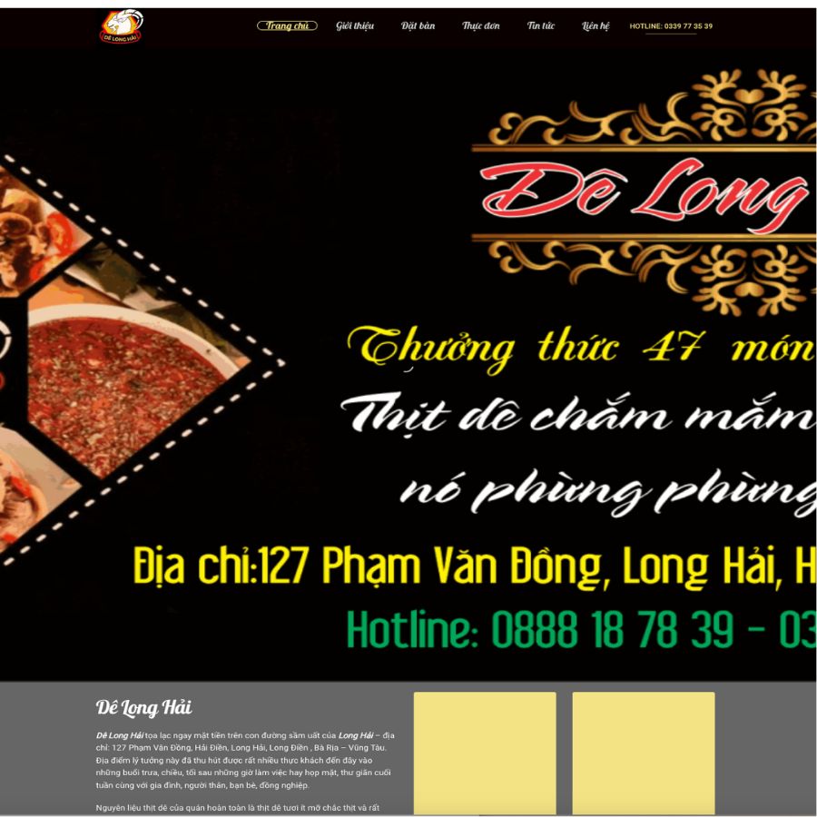 Themes WordPress đẹp mẫu website nhà hàng, quán ăn Dê Long Hải