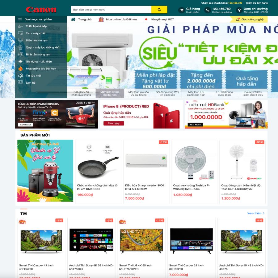 Themes WordPress đẹp mẫu website bán hàng điện máy