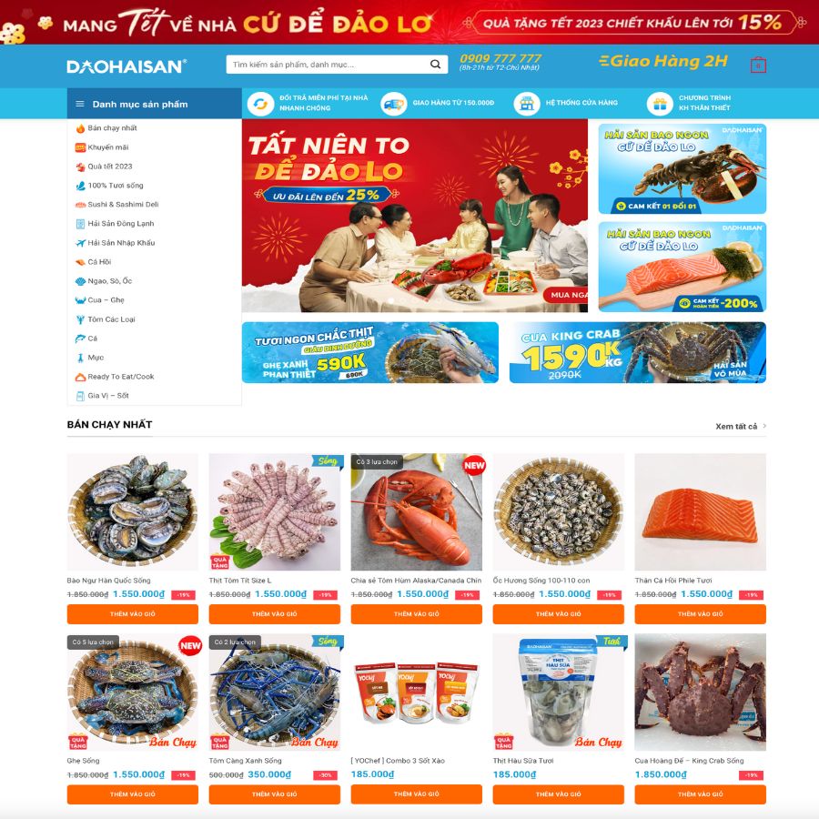 Themes WordPress đẹp mẫu website chuyên bán đồ hải sản