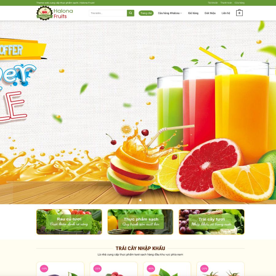 Themes WordPress đẹp themes web thực phẩm sạch, bán hàng