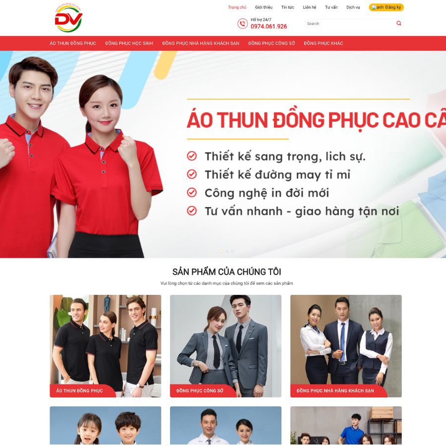 Themes WordPress đẹp mẫu website đồng phục việt, may mặc, đồng phục
